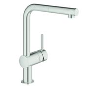 Mezclador monomando de fregadero Grohe Minta, 223 mm de alcance, caños en L, orientable, extraíble, 32168DC0, Color: súper acero