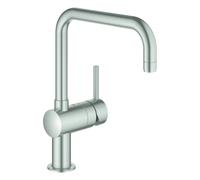 Mezclador monomando de fregadero Grohe Minta, 223 mm de proyección, caños en forma de U, giratorio, 32488DC0, Color: súper acero