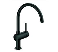 Mezclador monomando de fregadero GROHE Minta, caño en C, 32917KS0, Color: negro de terciopelo