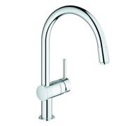 Mezclador monomando de fregadero GROHE Minta, caño en C, con caño extraíble mousseur, intrínsecamente seguro, con GROHE Water Saving, cromo, 3291800E