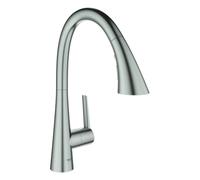 Mezclador monomando de fregadero Grohe Zedra, 231 mm de alcance, 3 modos de rociado, MagneticDocking, extraíble, orientable, 32294DC2, Color: súper acero