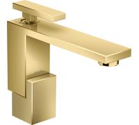 mezclador monomando de lavabo AXOR Edge 130 con residuos de empuje, corte de diamante, 46011990, Color: Óptica Oro Pulido
