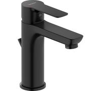 Mezclador monomando de lavabo Duravit D-Code M FreshStart y Minusflow, con juego de desagüe, DC1023001046, Color: Negro Mate