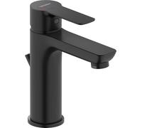 Mezclador monomando de lavabo Duravit D-Code M FreshStart y Minusflow, con juego de desagüe, DC1023001046, Color: Negro Mate