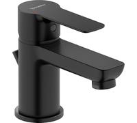 Mezclador monomando de lavabo Duravit D-Code S FreshStart y Minusflow, con juego de desagüe, DC1013001046, Color: Negro Mate
