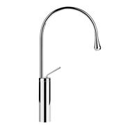 Mezclador monomando de lavabo Gessi Goccia versión alta, con radio de caño 125 mm, sin juego de desagüe, caño 244 mm, caño giratorio 360, 33609126, Color: Metal negro cepillado GHRC