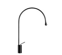 Mezclador monomando de lavabo Gessi Goccia versión alta, con radio de caño de 197 mm, sin juego de desagüe, proyección de 387 mm, caño giratorio 360°, 33606124, Color: Negro metalizado GHRC