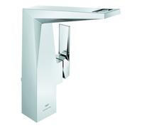 Mezclador monomando de lavabo Grohe Allure Brilliant Private Collection, tamaño L, 125 mm de proyección, estructura moleteada, desagüe automático, 24400000, Color: cromado