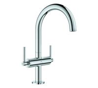 Mezclador monomando de lavabo Grohe Atrio Private Collection, tamaño L, proyección 166 mm, con mangos de palanca, desagüe automático push open, 21145000, Color: cromado