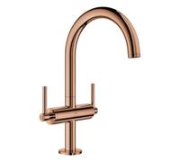 Mezclador monomando de lavabo Grohe Atrio Private Collection, tamaño L, proyección 166 mm, con mangos de palanca, desagüe automático push open, 21145DA0, Color: cálido atardecer