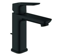 Mezclador monomando de lavabo Grohe Cubeo, tamaño M, proyección 116mm, juego de desagüe, EcoMode, 1017562430, Color: Negro mate