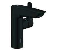 Mezclador monomando de lavabo Grohe Eurosmart, tamaño M, 122 mm de proyección, juego de desagüe PUSH, accionamiento sin contacto, funcionamiento con pilas, 239752433, Color: negro mate