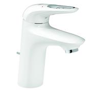 Mezclador monomando de lavabo Grohe Eurostyle, tamaño S, 110 mm de proyección, juego de desagüe, maneta abierta, 33558LS3, Color: Blanco Luna