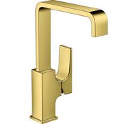 mezclador monomando de lavabo hansgrohe Metropol 230, manija de palanca, desagüe con apertura por empuje, proyección 165mm, 32511990, Color: Óptica Oro Pulido