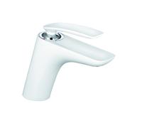 Mezclador monomando de lavabo KLUDI Balance, altura de caño 100 mm, sin desagüe automático, 520269175, Color: Blanco / Cromo