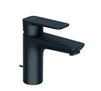 Mezclador monomando de lavabo KLUDI PURE, altura de caño 100 mm, con juego de desagüe metálico, 402903975, Color: negro mate