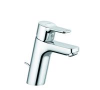 Mezclador monomando de lavabo KLUDI PURE, altura de caño 100 mm, juego de desagüe de plástico, 3,8 l/min, cromo, 371900565WR5