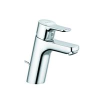 Mezclador monomando de lavabo KLUDI PURE, altura de caño 100 mm, juego de desagüe metálico, 3,8 l/min, cromo, 372900565WR5