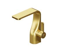 Mezclador monomando de lavabo Steinberg Serie 230, con cartucho cerámico, mangueras flexibles, con juego de desagüe, proyección de 112 mm, 23010002BG, Color: Oro cepillado