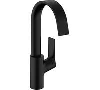 Mezclador monomando de lavabo Vivenis 210 de hansgrohe, con caño giratorio y desagüe automático, alcance 139 mm, 75030670, Color: negro mate