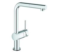 Mezclador monomando electrónico de fregadero Grohe Minta Touch, 224 mm de alcance, caños en L, accionado por pilas, orientable, extraíble, 31360001, Color: cromado