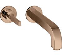 Mezclador monomando hansgrohe AXOR Citterio para lavabo empotrado, rosetas para montaje en pared, caño 220mm, 39116300, Color: Oro rojo pulido