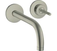 Mezclador monomando hansgrohe AXOR Uno para lavabo empotrado, rosetas para montaje en pared, proyección 225mm, 38116820, Color: Níquel Cepillado