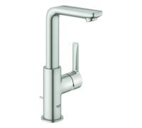 Mezclador monomando Lineare de Grohe para lavabo, tamaño L, juego de desagüe, orientable, saliente 113 mm, 23296DC1, Color: súper acero