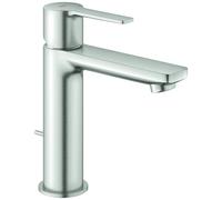 Mezclador monomando Lineare de Grohe para lavabo, tamaño S, desagüe automático, proyección 128mm, 32114DC1, Color: súper acero