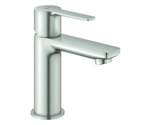 Mezclador monomando Lineare de Grohe para lavabo, tamaño XS, juego de desagüe push-open, 107 mm de proyección, 23791DC1, Color: súper acero