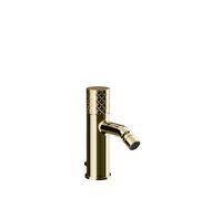 Mezclador monomando para bidé Gessi Habito, con juego de desagüe, proyección de 111 mm, montaje sobremesa, INTRECCIO, 70107710, Color: PVD de latón