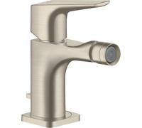 Mezclador monomando para bidé hansgrohe AXOR Citterio E con mango de palanca y juego de desagüe, 36121820, Color: Níquel Cepillado