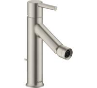 Mezclador monomando para bidé hansgrohe AXOR Starck con mango de palanca y juego de desagüe, 10214800, Color: Óptica de acero inoxidable