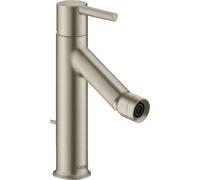 Mezclador monomando para bidé hansgrohe AXOR Starck con mango de palanca y juego de desagüe, 10214820, Color: Níquel Cepillado