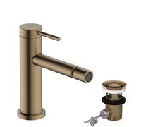 Mezclador monomando para bidé hansgrohe Tecturis S, alcance de 148 mm, con juego de desagüe, 73201140, Color: Bronce cepillado