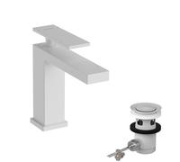 Mezclador monomando para lavabo hansgrohe Tecturis E 110, alcance de 144 mm, con juego de desagüe, EcoSmart+, 73010700, Color: Blanco Mate