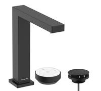 hansgrohe Tecturis E - grifo lavabo de 2 agujeros con desagüe, ahorro de energía (CoolStart), grifo monomando lavabo, altura del caño 173 mm, ahorro de agua (EcoSmart), negro mate, 73053670