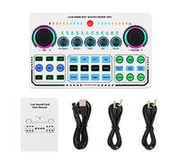 Mezclador portátil, tarjeta de sonido profesional en vivo, diseño de perilla, soporte para 12 tipos de sonido de calentamiento y un silencio de tecla, con diseño de puerto simple de doble llamada,