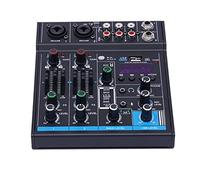 Mezclador profesional de 4 canales, mezclador de audio MP3, entrada de ordenador, 48 V, alimentación fantasma, estéreo, DJ Studio Streaming, 17 x 15 cm, con Bluetooth, 48 V, USB, pantalla LCD, para