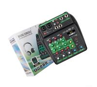 Mezclador profesional de audio DJ de 4 canales con conectividad y puerto USB junto con fuente de alimentación de 48 V, ideal para espectáculos en vivo y sesiones (verde)
