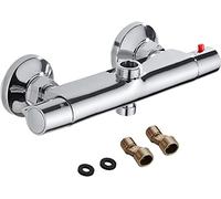Mezclador termostático de ducha de 2 salidas de alta y baja grifo mezclador antirgrietas de latón cromado para baño bañera