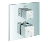 Mezclador termostático de ducha Grohe Allure Brilliant Private Collection, blanco Attica Ceasarstone, desviador de 2 vías, instalación empotrada, 24429000, Color: cromado