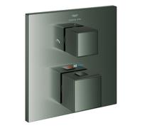 Mezclador termostático de ducha Grohe Allure Brilliant Private Collection, con estructura moleteada, desviador de 2 vías, instalación empotrada, 24428AL0, Color: grafito duro cepillado