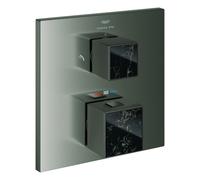 Mezclador termostático de ducha Grohe Allure Brilliant Private Collection, Vanilla Noir Ceasarstone, desviador de 2 vías, instalación empotrada, 24430AL0, Color: grafito duro cepillado