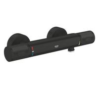 GROHE Precision Feel - Grifo termostático de ducha visto CoolTouch (mandos moleteados, botón seguridad 38°C, EcoButton, escudo metálico), negro mate, 347902430