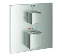 Mezclador termostático de ducha Grohtherm Cube de Grohe para Rapido SmartBox, con desviador de 2 vías integrado, 2 consumidores, 24154DC0, Color: súper acero