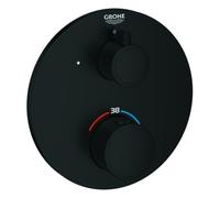 Mezclador termostático de ducha Grohtherm de Grohe, para Rapido SmartBox, 1 válvula de cierre, negro mate, redondo, 1022122430