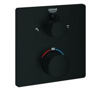 Mezclador termostático de ducha Grohtherm de Grohe, para Rapido SmartBox, con desviador de 2 vías integrado, negro mate, angular, 1022092430