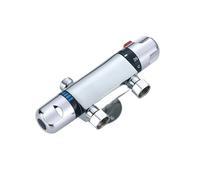 Mezclador termostático para ducha Grifo de ducha termostático latón cromado con válvula mezcladora y doble manija, control temperatura, grifo for bañera baño, montaje en pared G1/2"(Alloy)