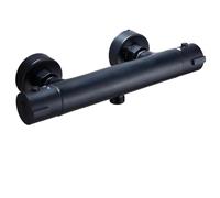 Mezclador termostático para ducha Grifo termostático de ducha baño con doble manija, mezclador agua fría y caliente for pared, color negro, salida(Down)